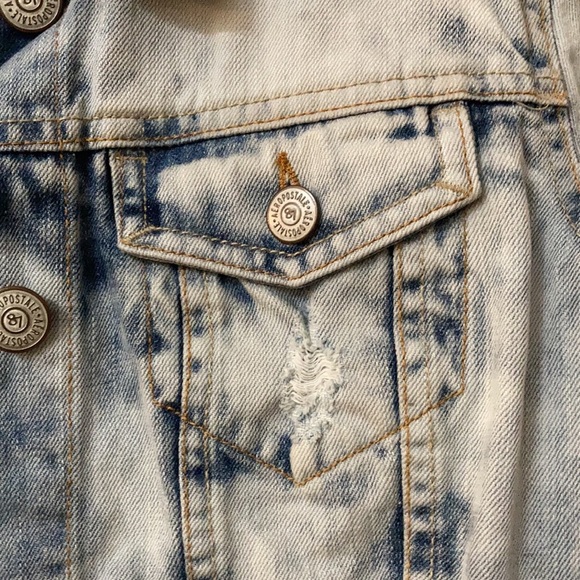 Aeropostale Distressed Acid Wash Crop Jean Jacket - Picture 3 of 5